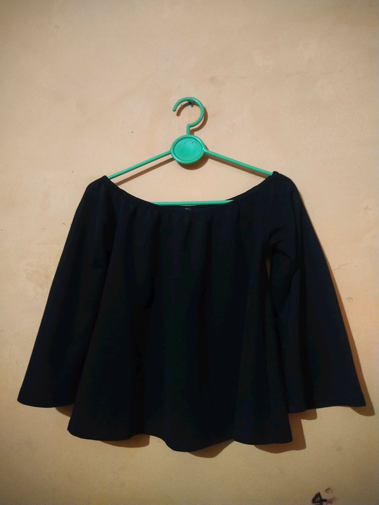 Black Off Shoulder Crop Top