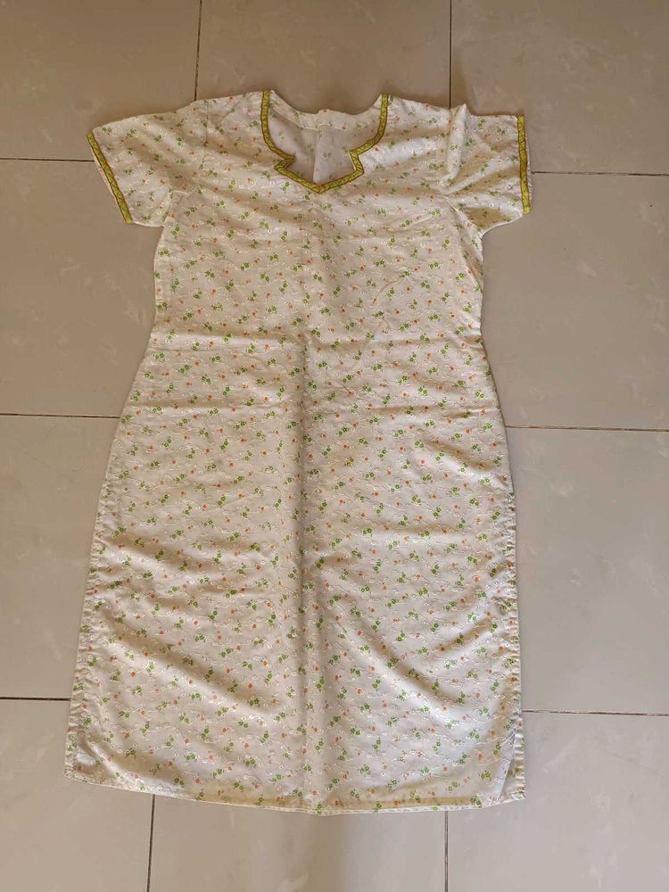 Unused Floral Print Cotton Kurta