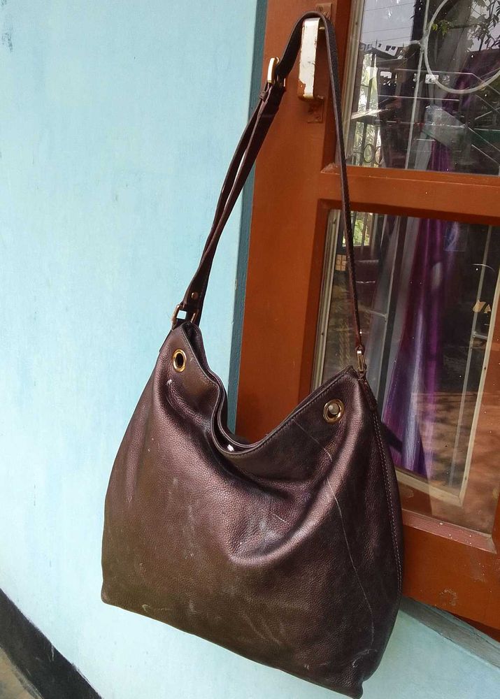 Michael Kors Dark Brown Leather Hobo Bag