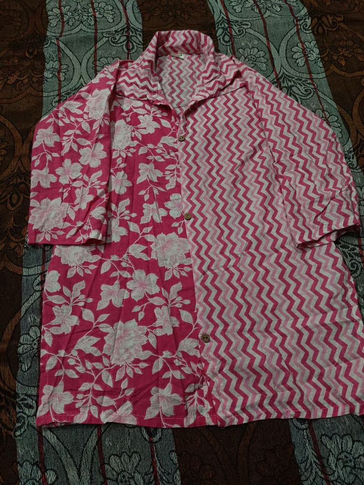 Pink Floral &amp; Zigzag Button-Down Shirt