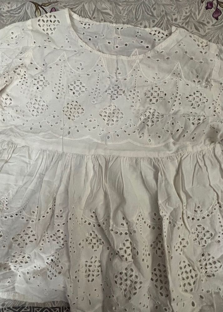 Chic White Eyelet Top
