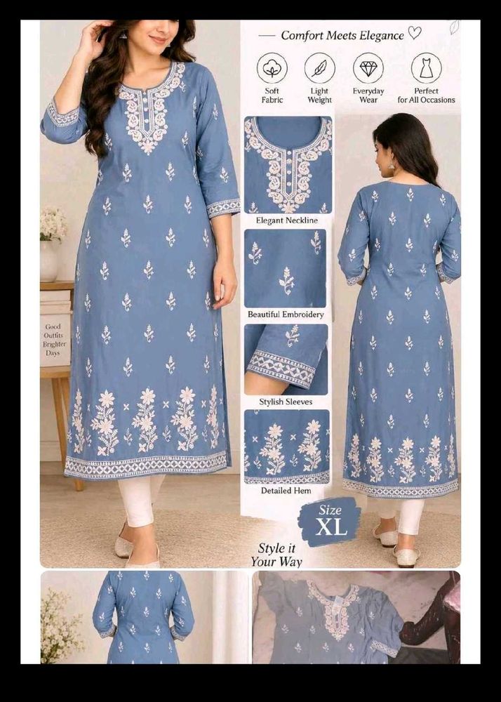 Elegant Blue Embroidered Kurta