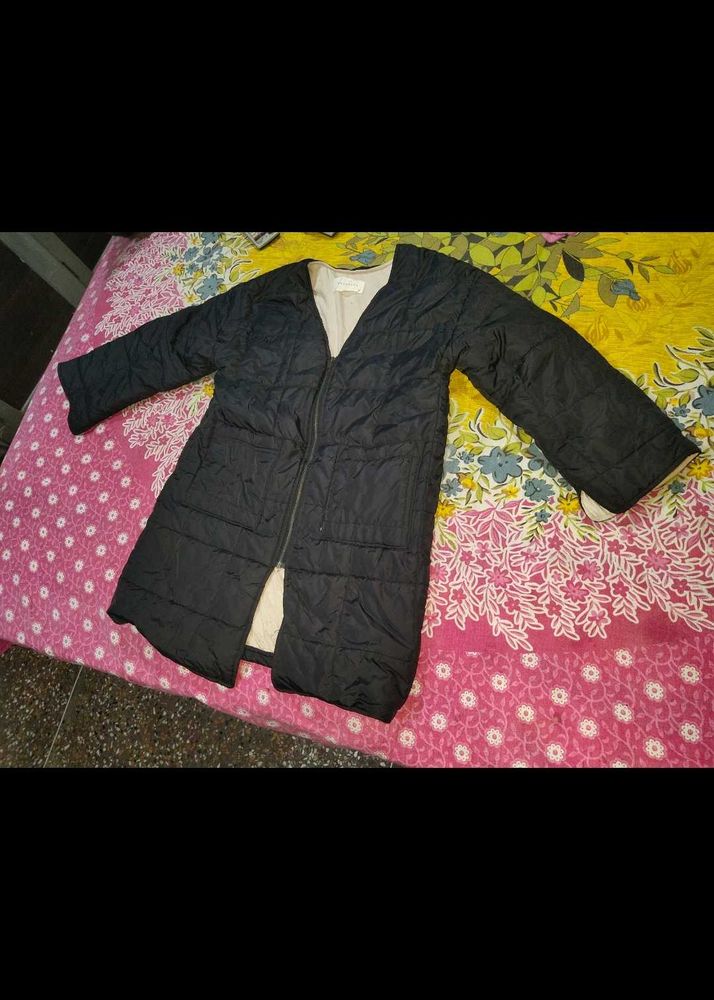 Quilted Black Longline Jacket
