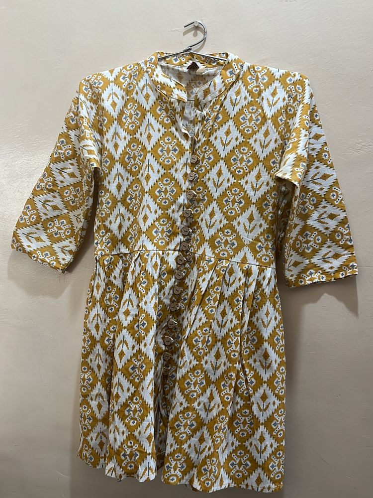 Yellow Short Kurti Top