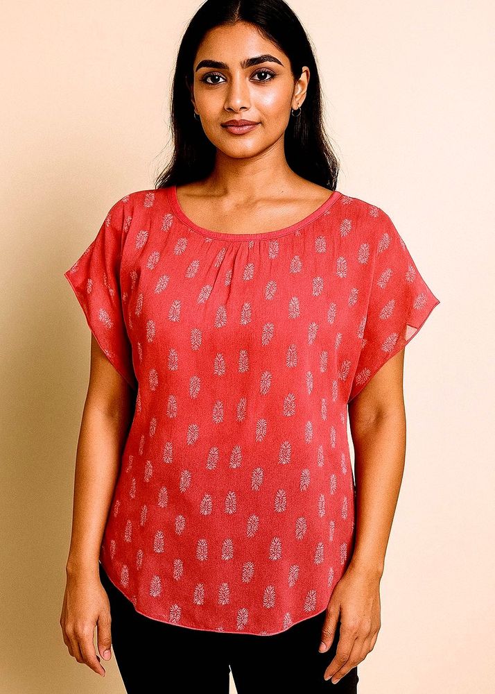Coral Printed Top