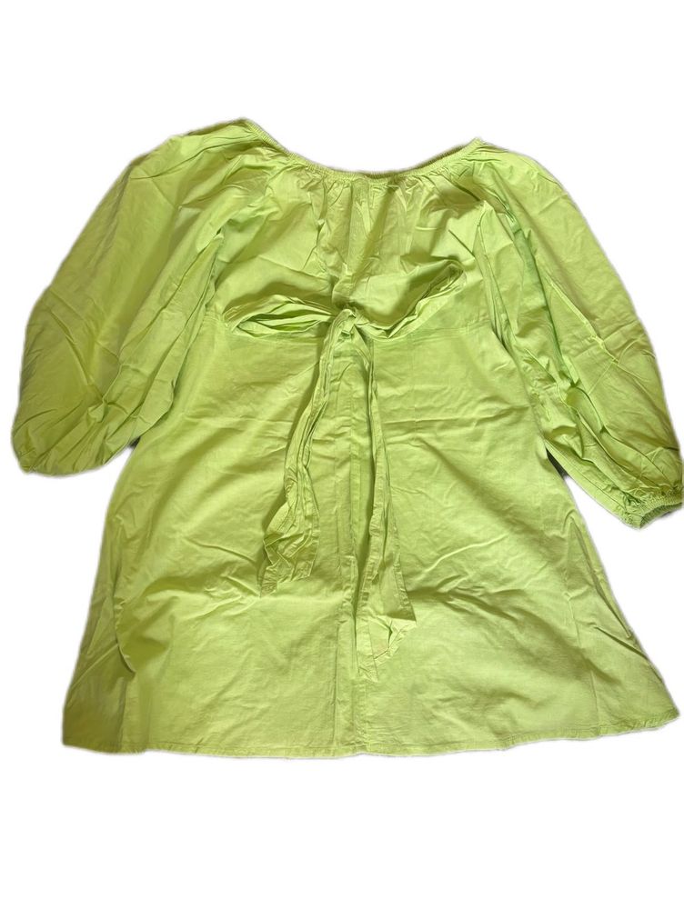 Lime Green dress with puffer sleeves