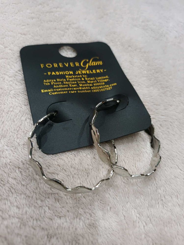 Forever Glam Silver Hoop Earrings