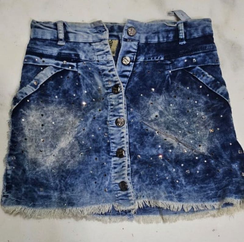 Sparkling Denim Mini Skirt