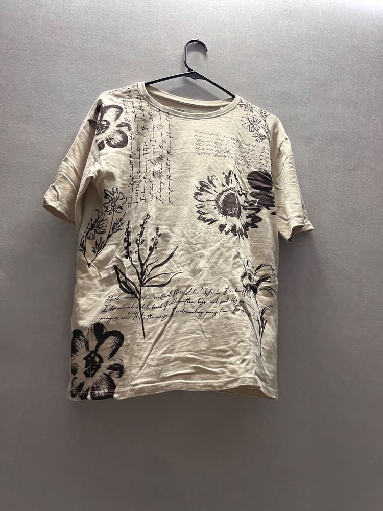 Floral &amp; Script Print T-Shirt