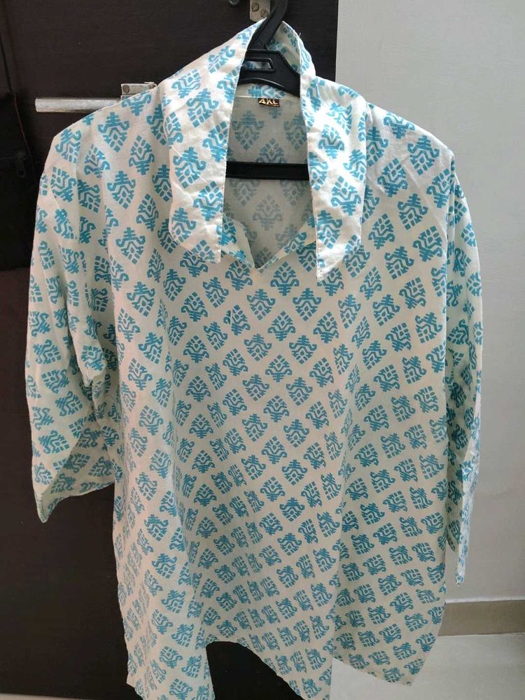 Stylish green &amp; White Printed Kurta