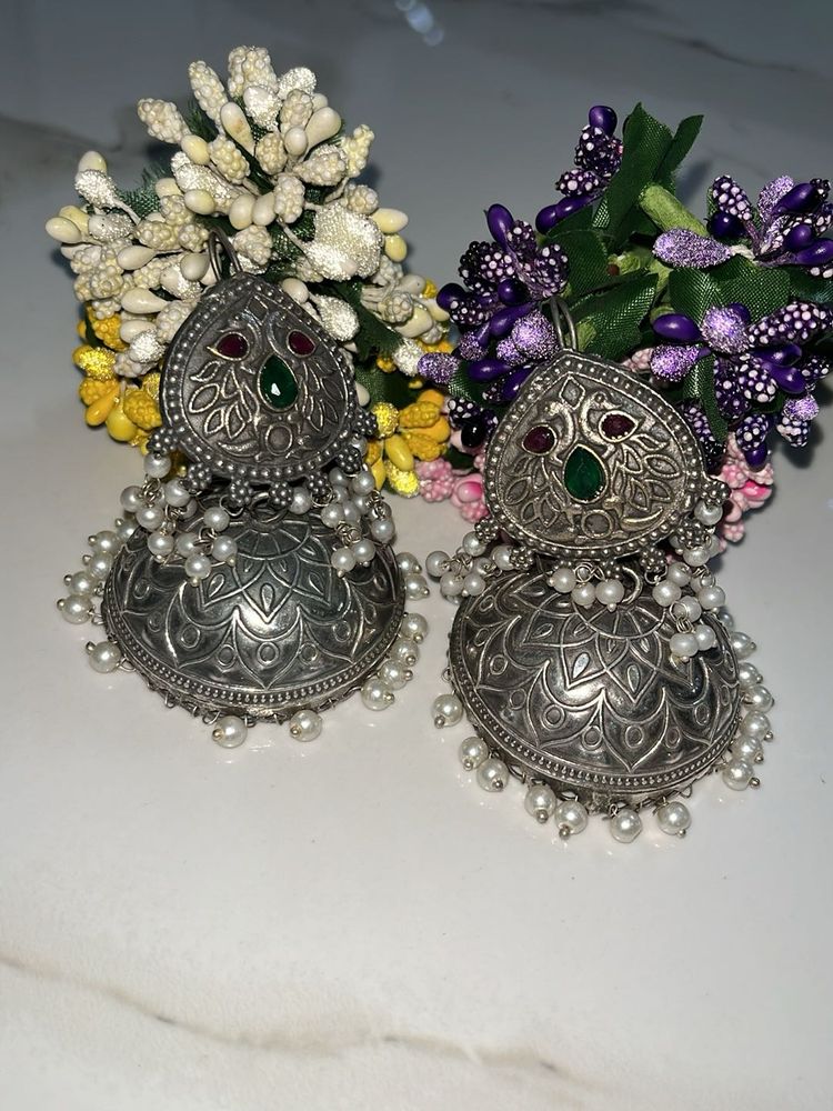 Oxidised German Silver Jhumka Earrings