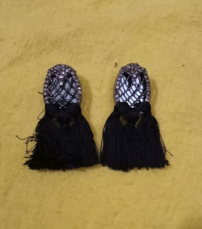 Elegant Black Tassel Earrings