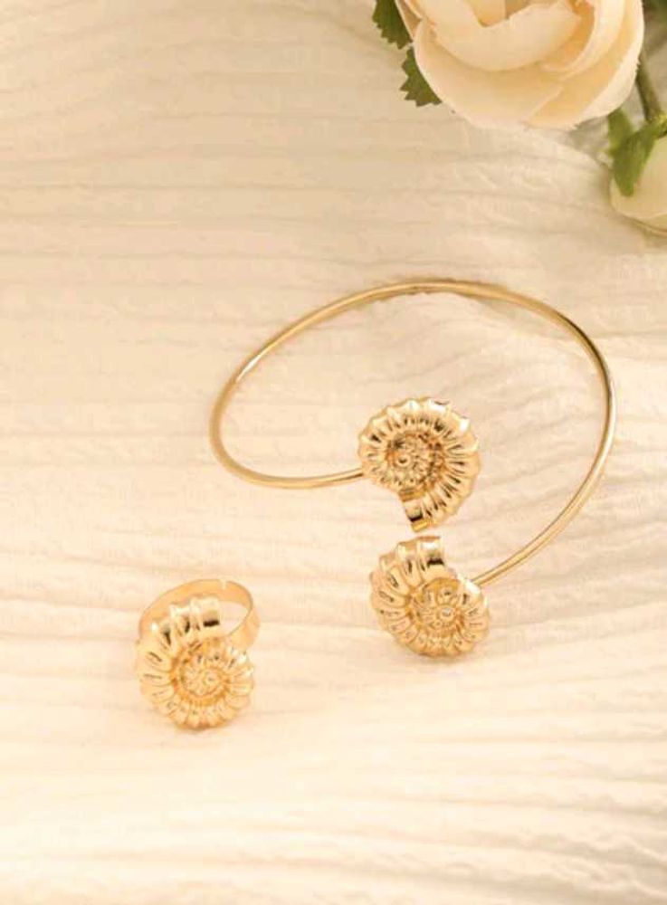 Ammonite Bangle Bracelet and Ring Combo