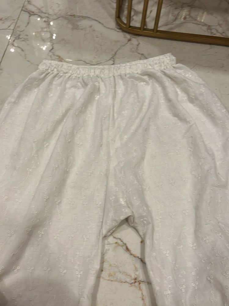 White Embroidered Palazzos