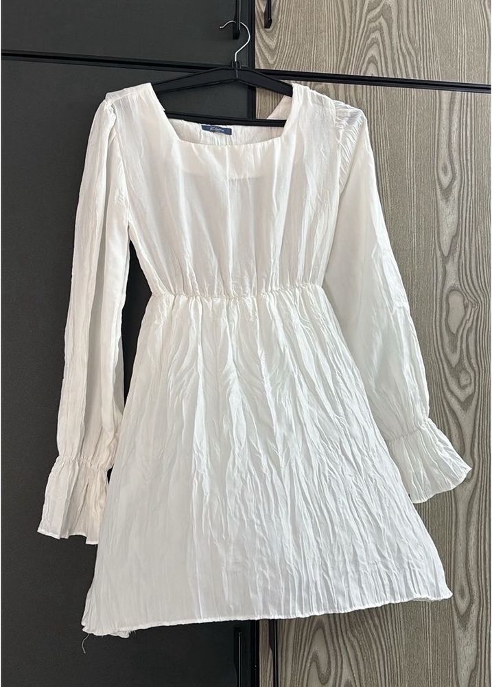 White Long Sleeve Mini Dress