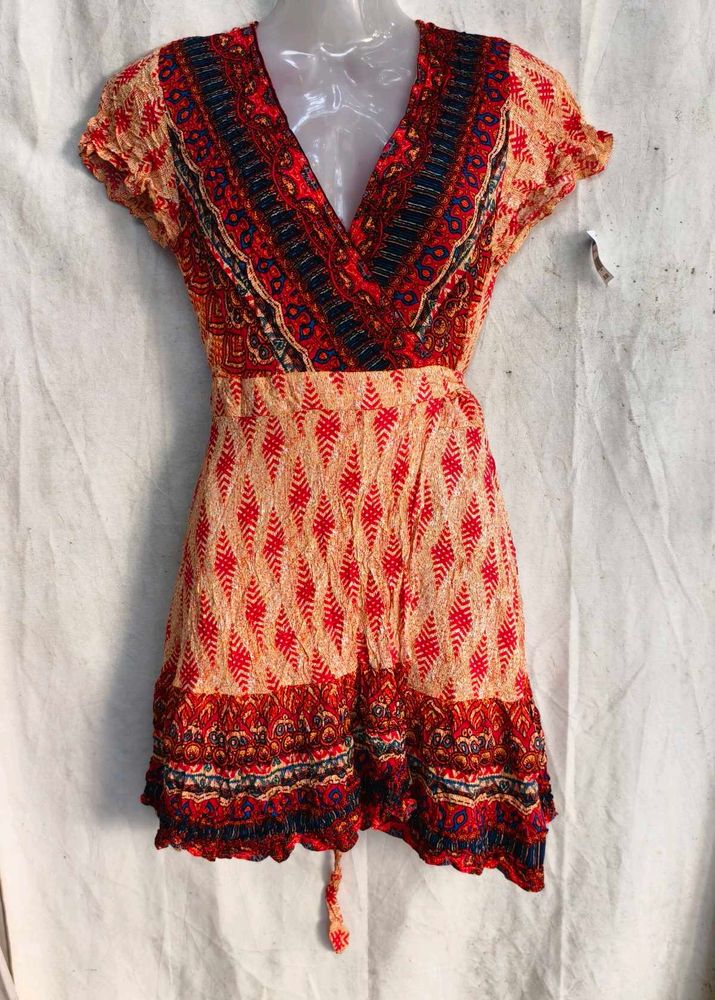 4329. Bohemian Print Wrap Dress