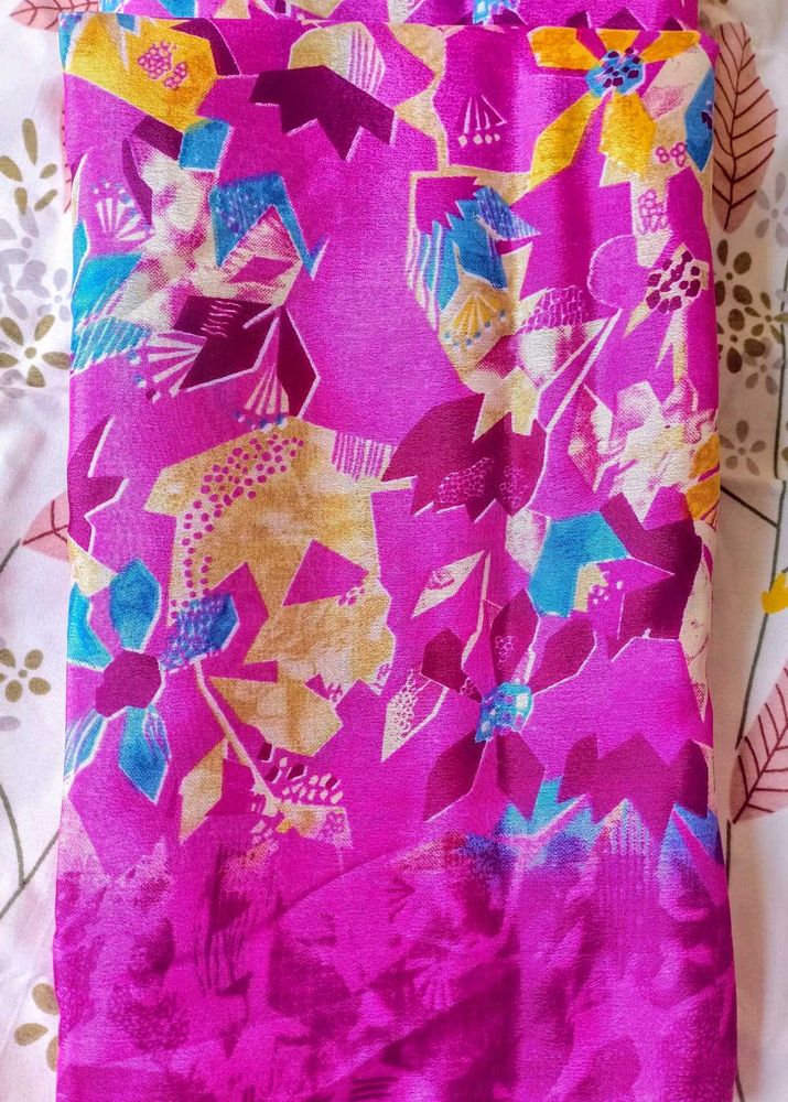 Vibrant Floral Print Silk Saree