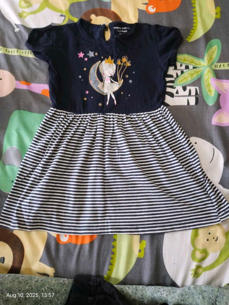 Girl's Navy &amp; White Striped Dress