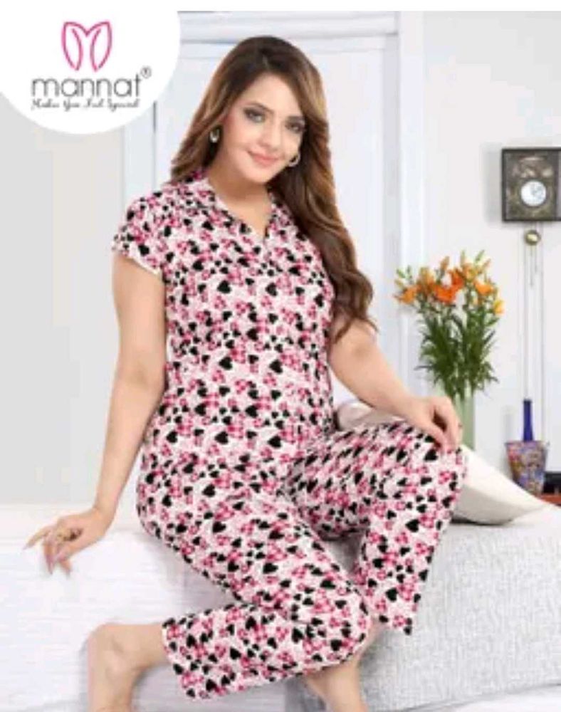 Cute Heart Print Nightsuit - Comfortable Sleepwear