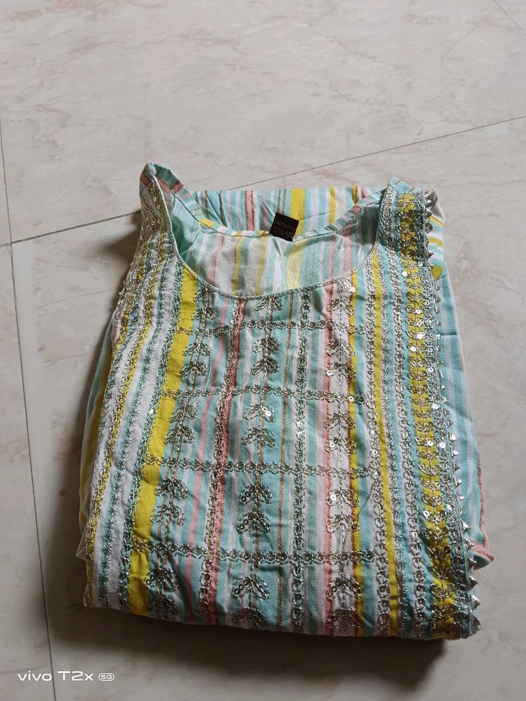 Embellished Striped Kurta