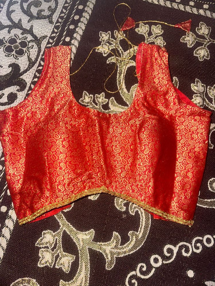 Elegant Red Brocade Blouse