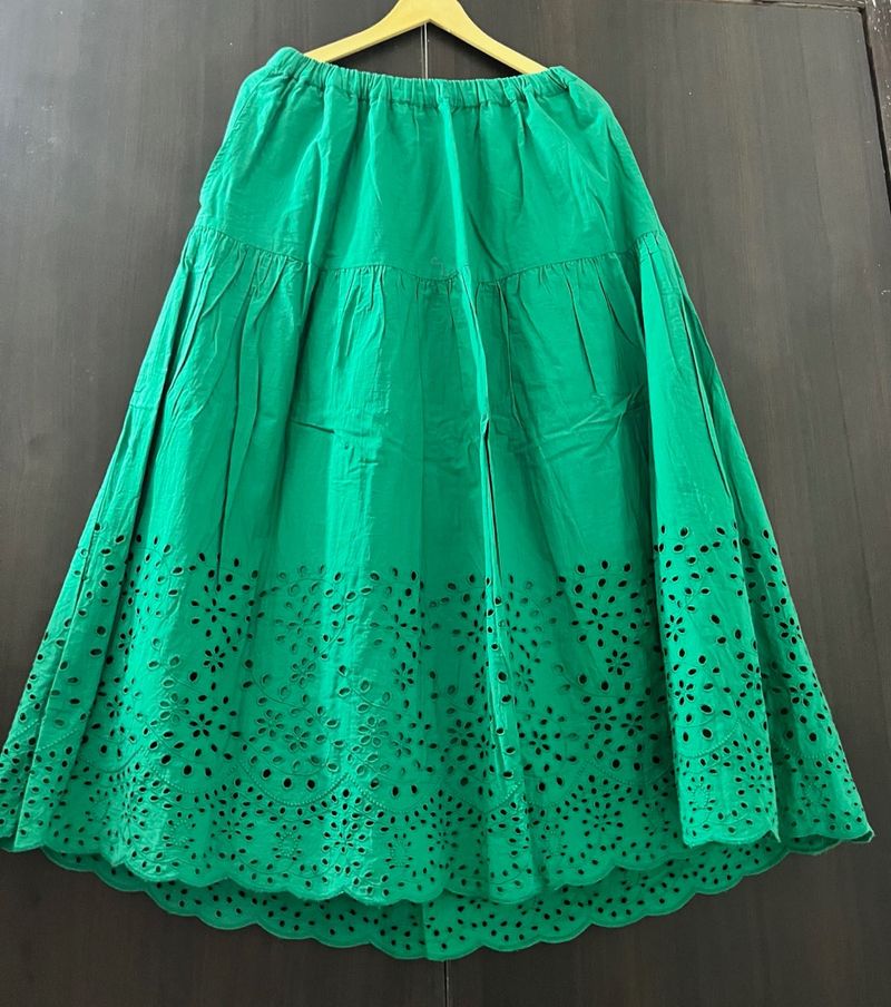Emerald Green Eyelet Skirt