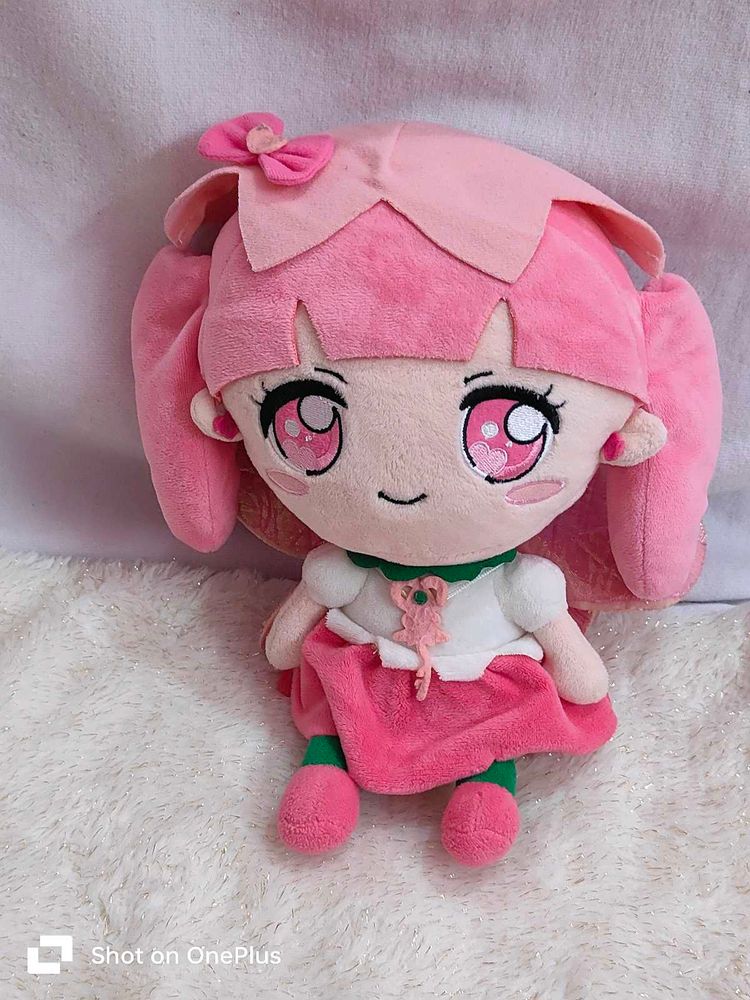 Pink Haired Anime Girl Plush Doll
