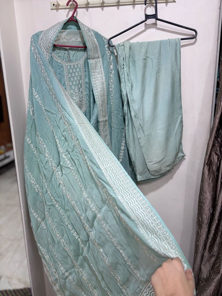 Sea green Embroidered Kurta Set