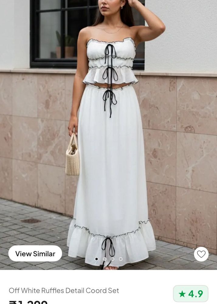 Chic Off-White Ruffle Coord Set