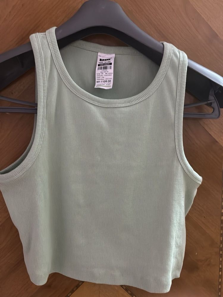 Sage Green Ribbed Cropped Tank