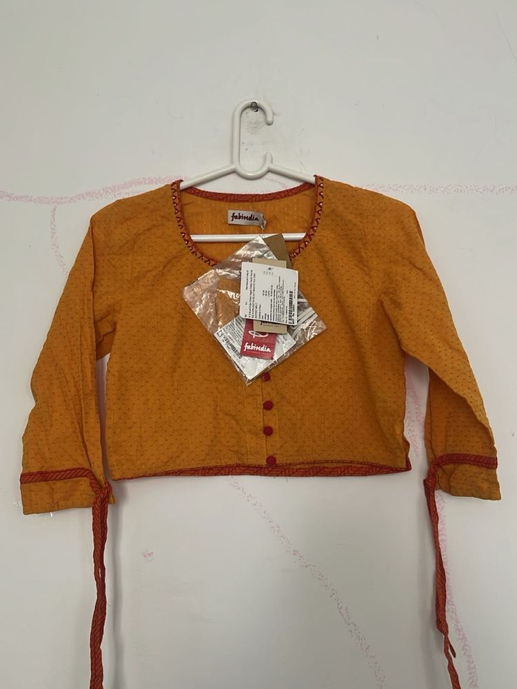Fabindia Orange Ethnic Blouse
