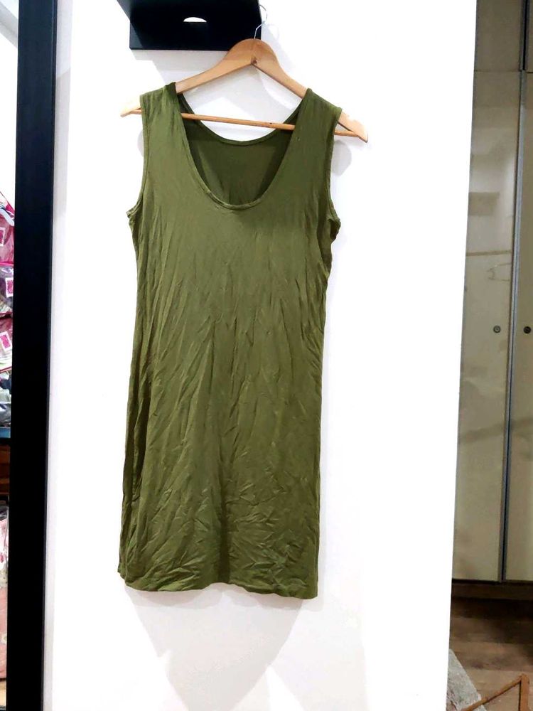Olive Green Sleeveless Mini Dress