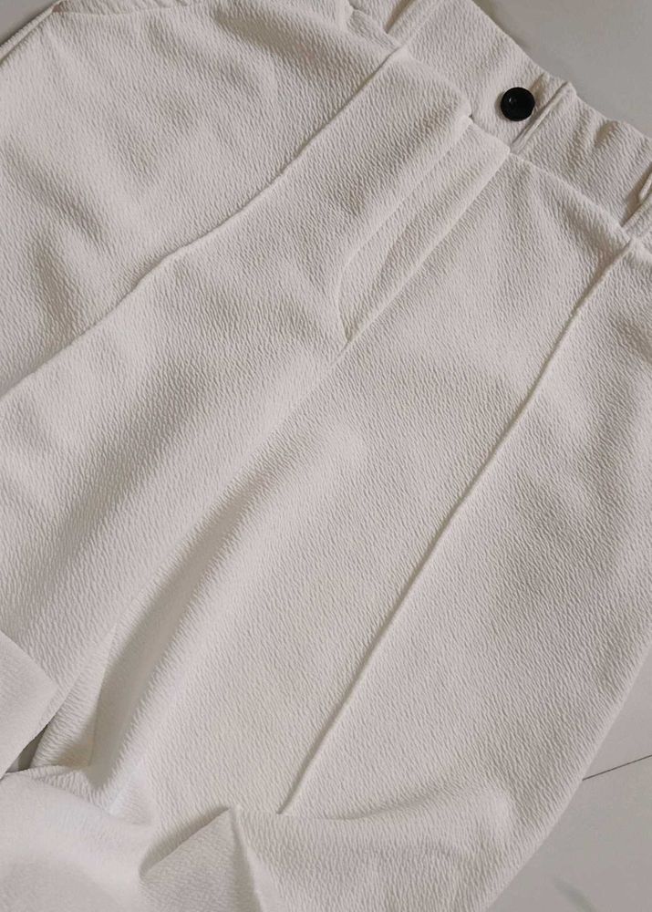 Textured Wide-Leg Trousers