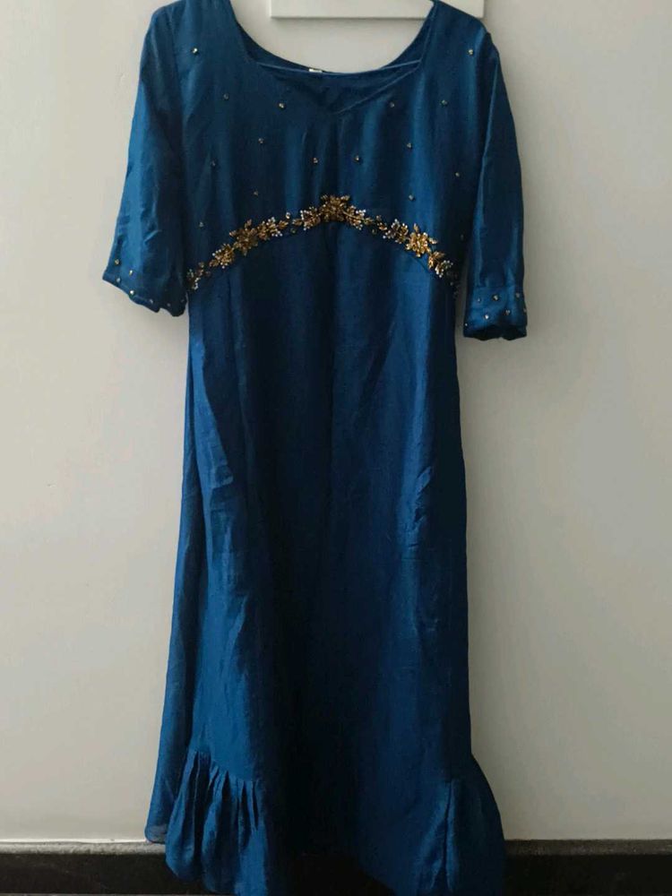 Beautiful peacock  Blue Embellished Gown