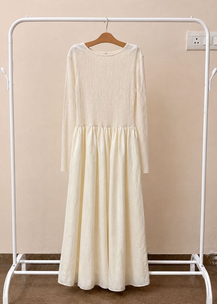 Cream Textured Maxi Dress