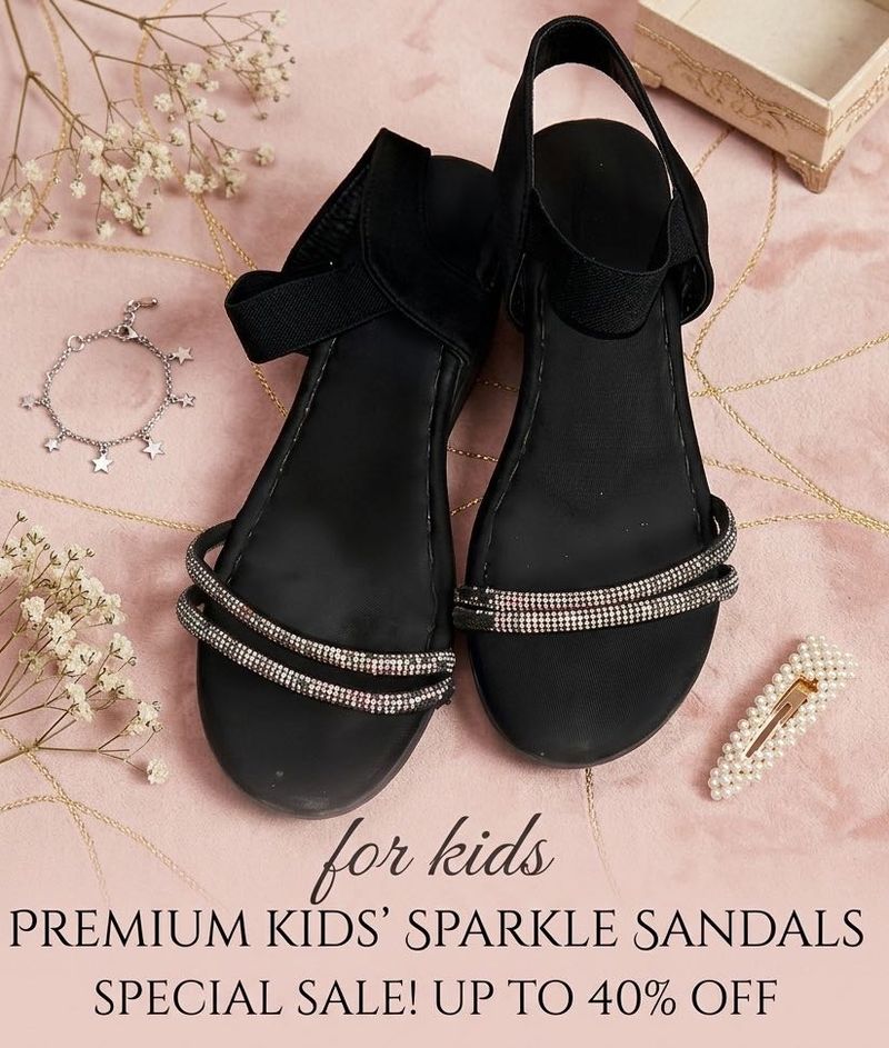 girls  Black Flat Sandals