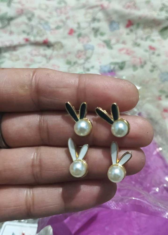 Cute Bunny Pearl Earrings