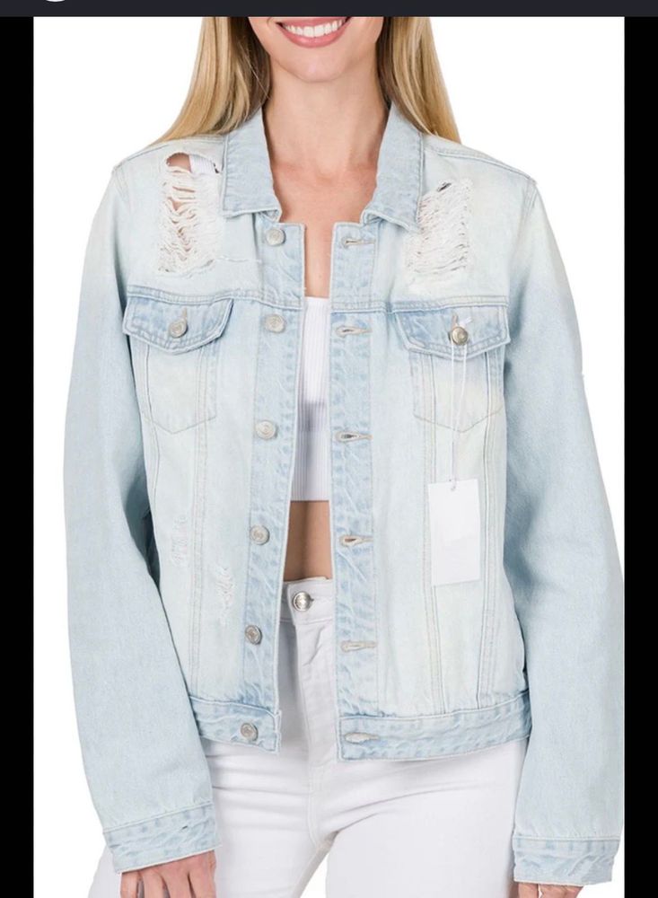 Distressed Light Wash Denim Jacket