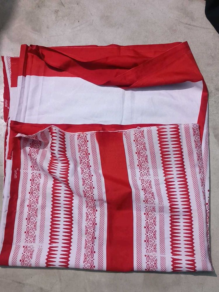 Sharda Missionary Schol Saree – Red &amp; White Sare