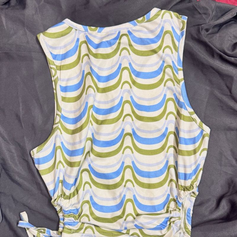 Retro Wave Print Sleeveless Top