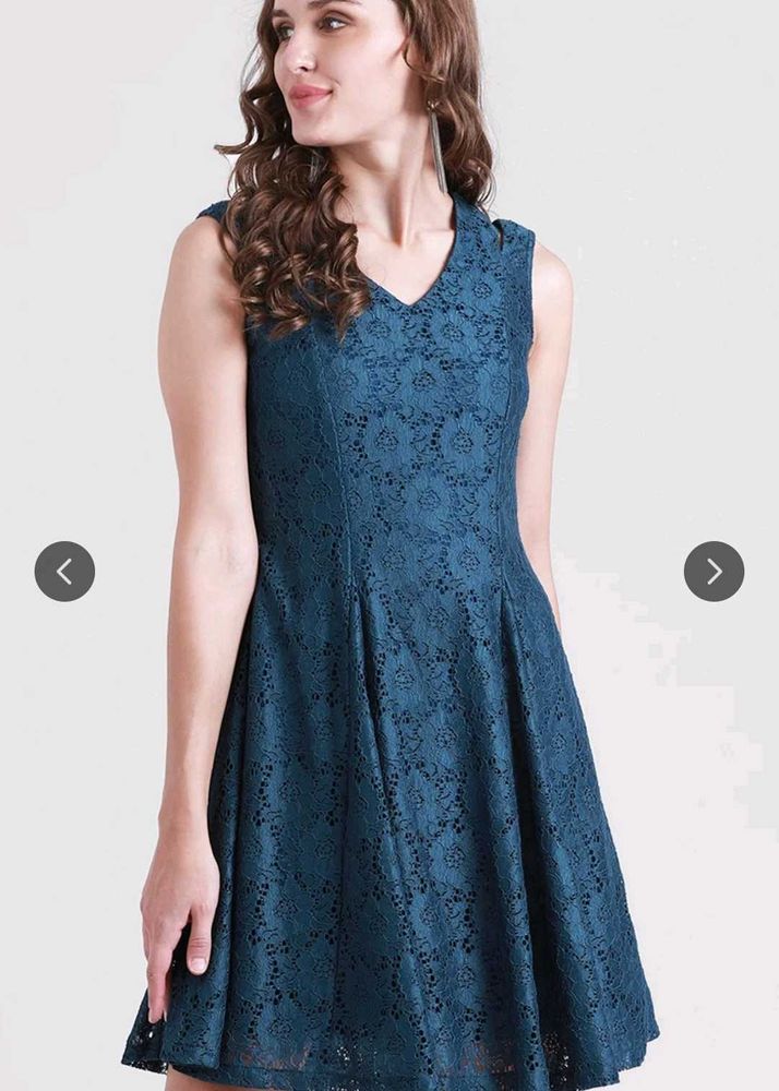 Elegant Navy Blue Lace Dress