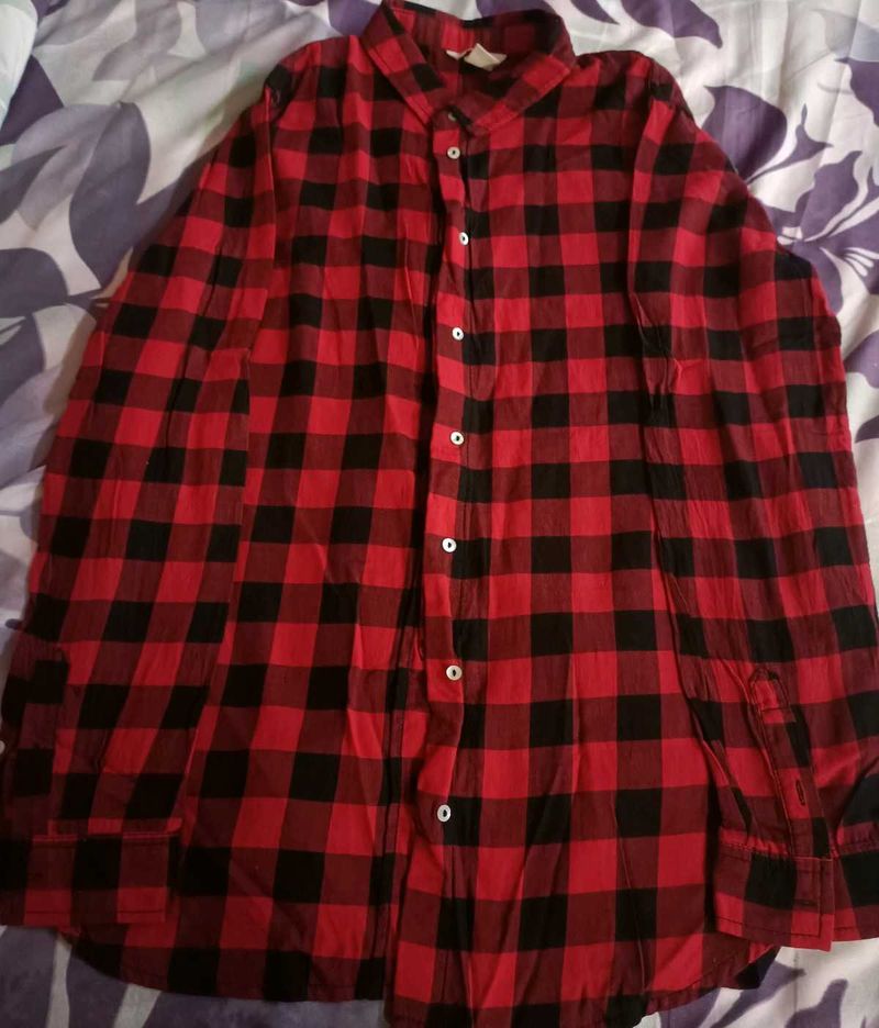 Red &amp; Black Checkered Long Sleeve shirt bust 36,