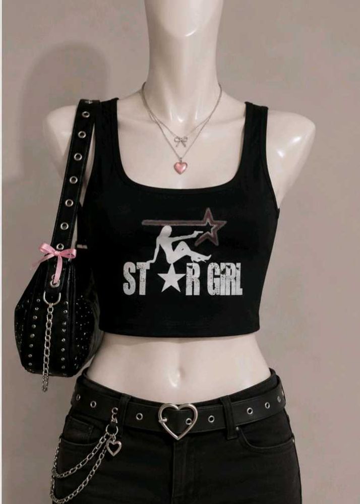 Trendy Black Star girl Tank Top💋