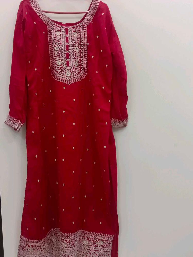 Beautiful Red Embroidered Kurta