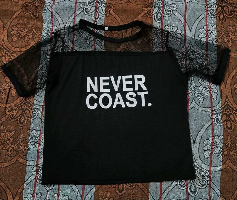 Black Sheer Sleeve T-Shirt