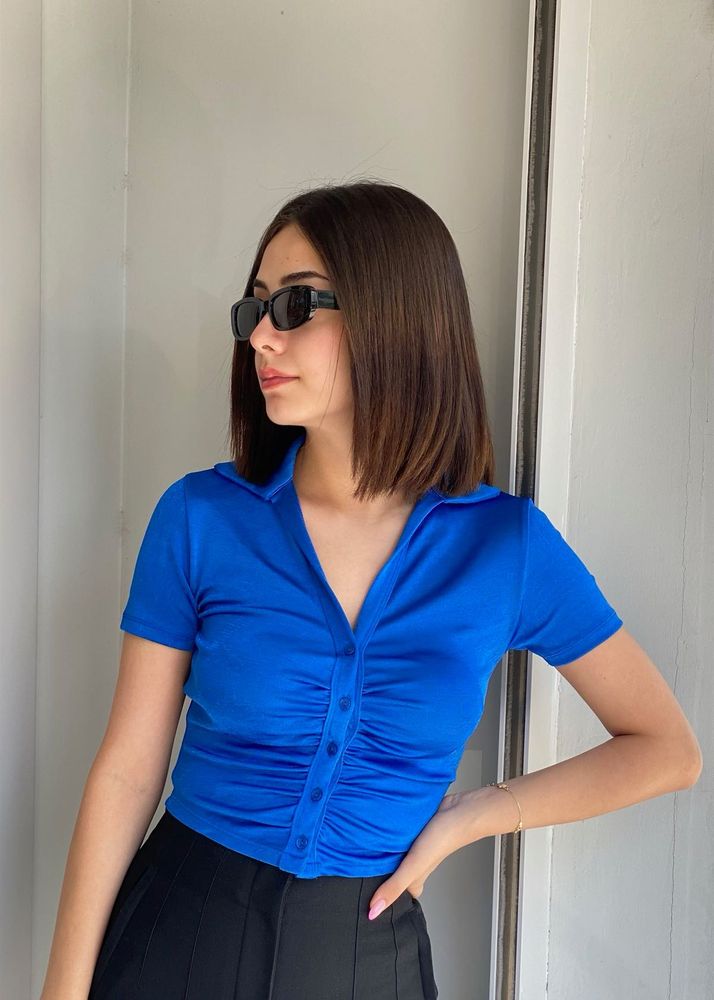 Primark Blue Ruched Front Top