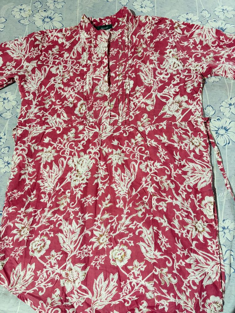 Beautiful Red Floral Printed short Kurti(unused