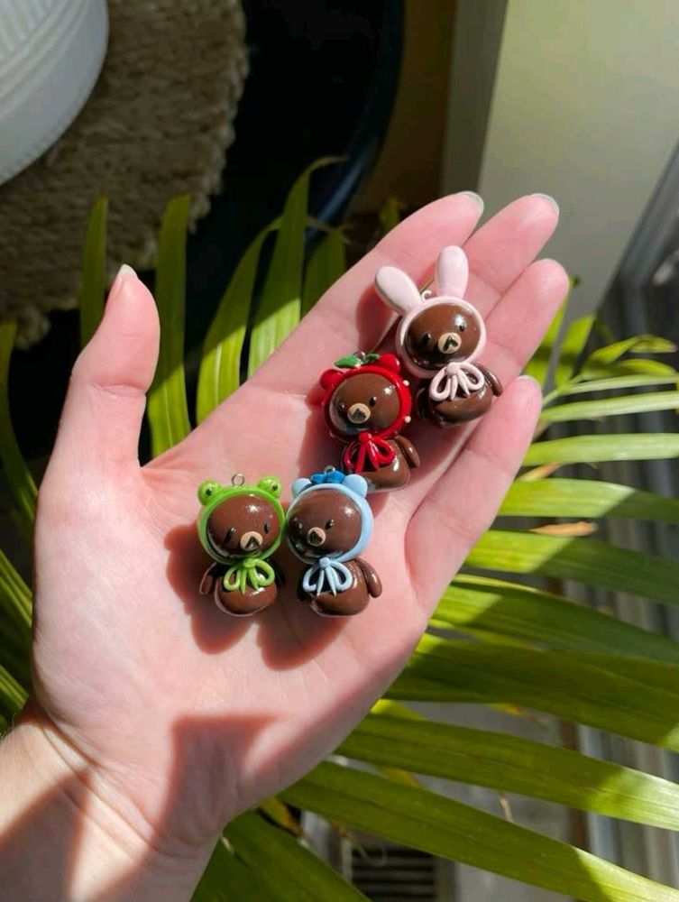 Cottage Core Clay Bear Keychains✨