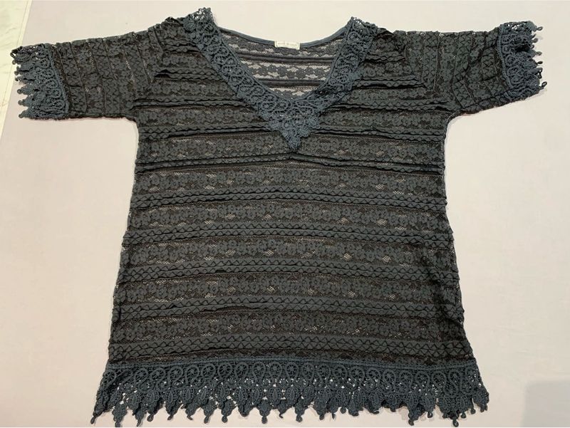 Sheer Lace V-Neck Top