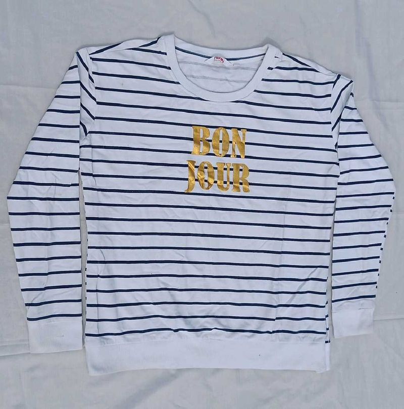 Striped "BON JOUR" Top